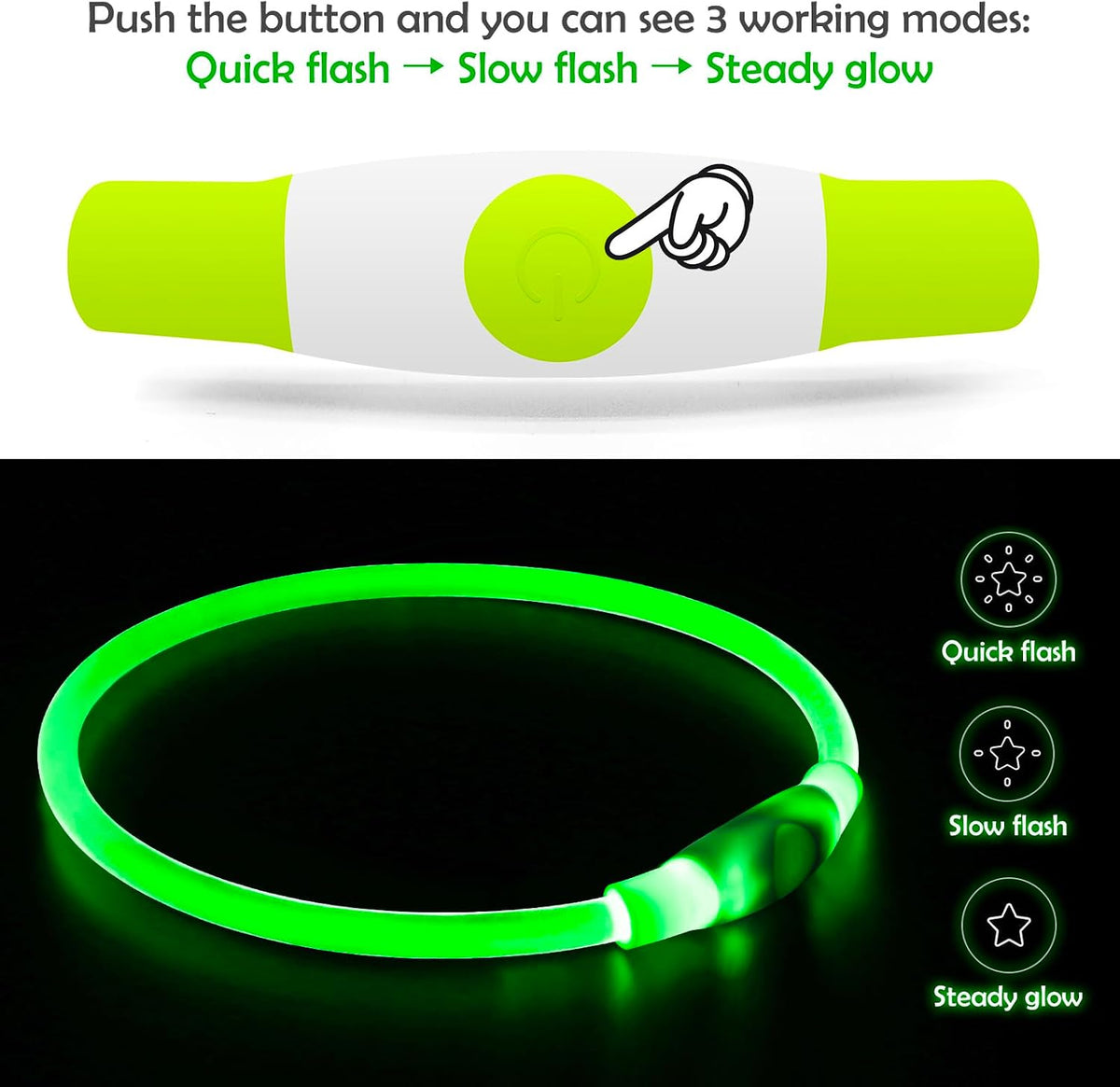 Led Dog Collar, BSEEN USB Rechargeable Flash Light up Dog Collar