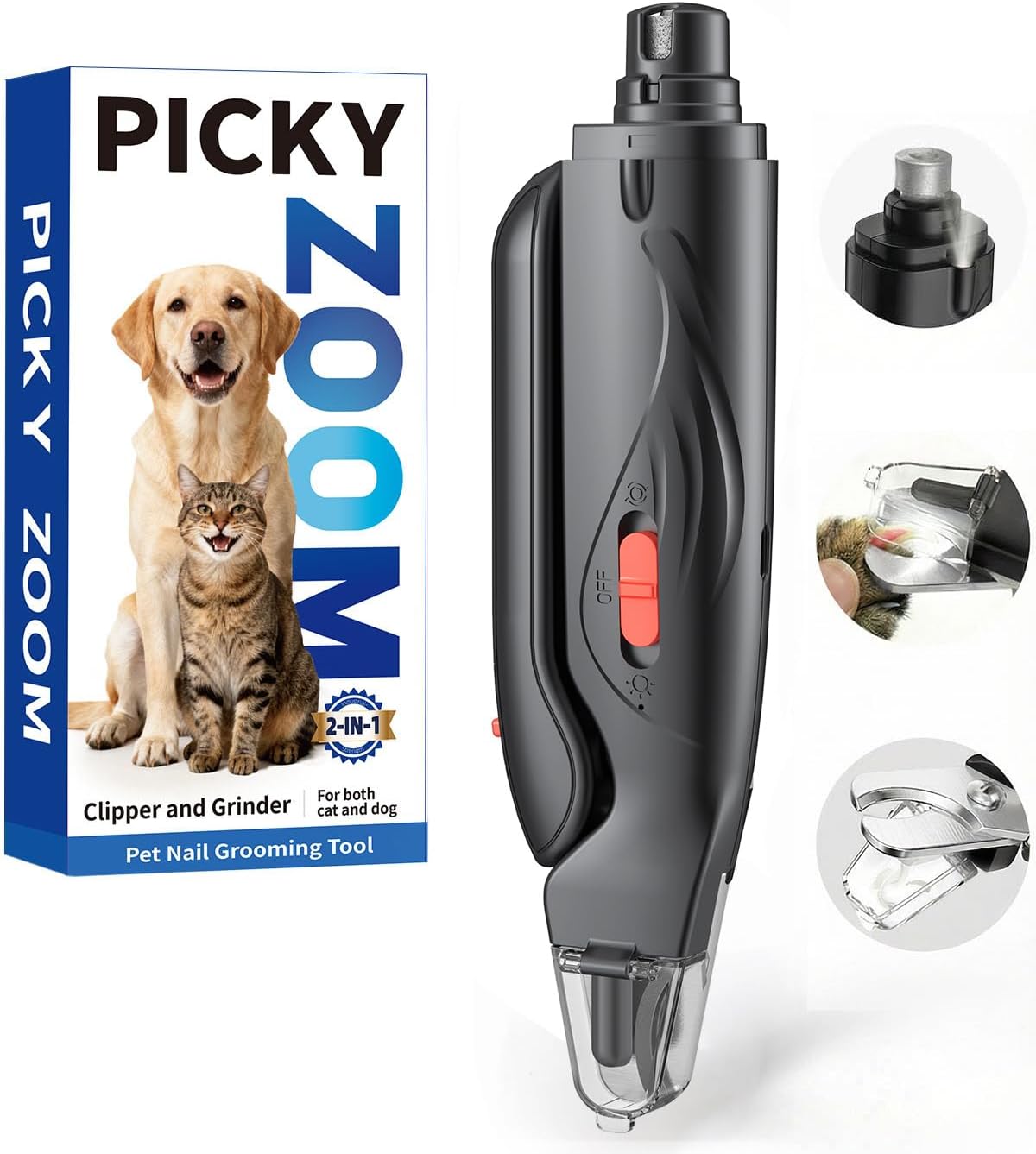 2-in-1 Dog & Cat Nail Clippers and Grinder with LED Light