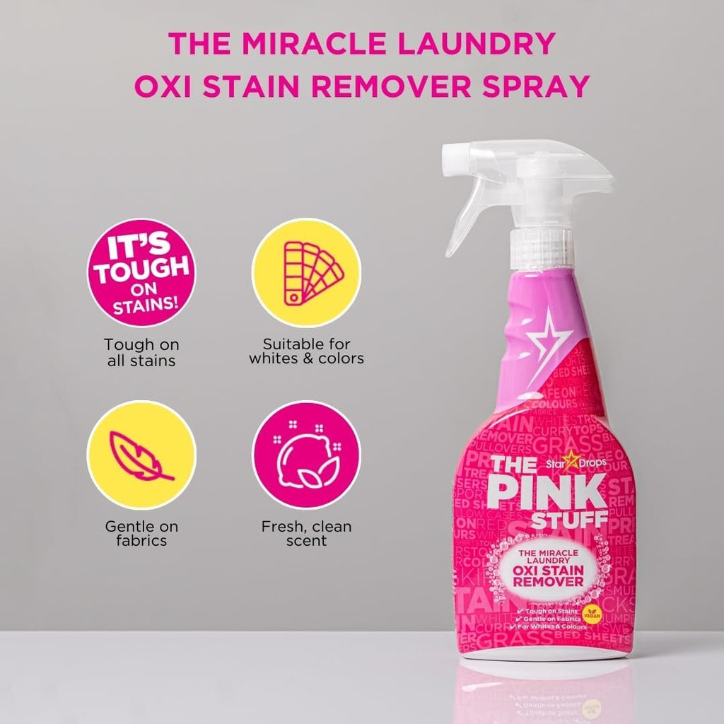 The Pink Stuff Miracle Laundry Oxi Stain Remover Spray, 16.9 Fl Oz