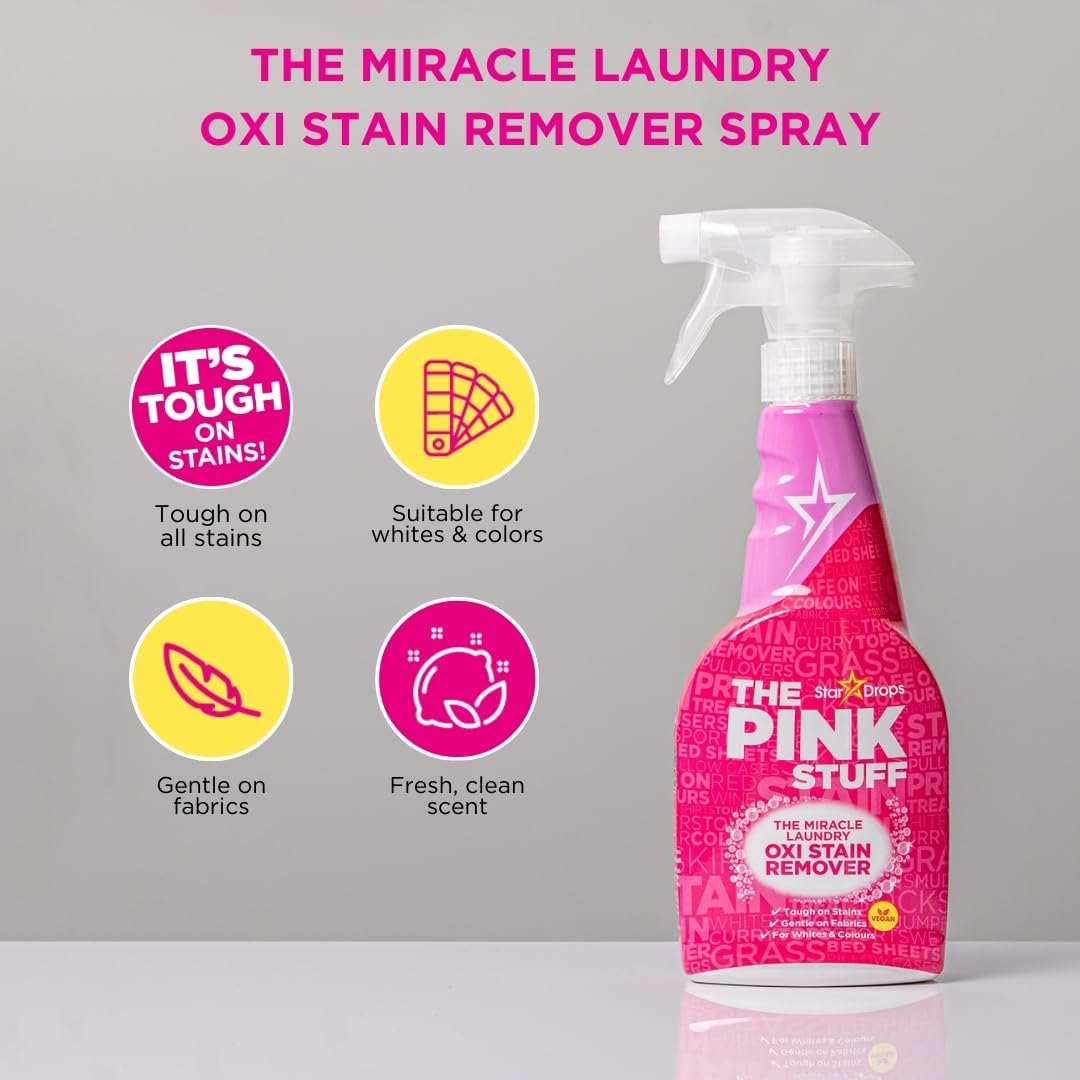The Pink Stuff Miracle Laundry Oxi Stain Remover Spray, 16.9 Fl Oz