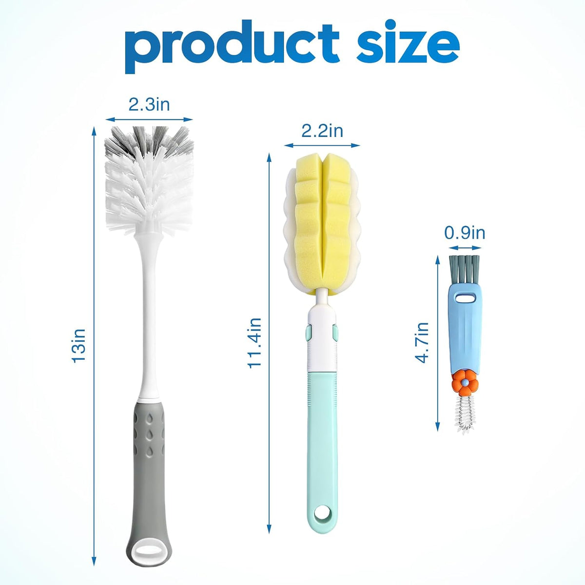 Bottle Brush Cleaner Set for Bottles, Cups and Straws Cleaning, 14 Pack