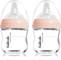 Gulicola Natural Glass Baby Bottle for Breastfeeding Babies, Newborn Anti-Colic Bottle Set with Slow Flow Nipple, 0-3 Months, 5 oz, 2 Pack - White