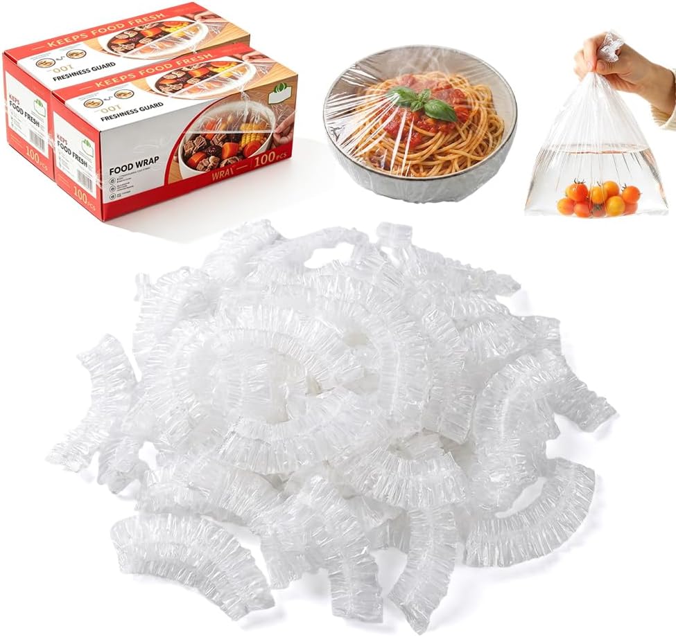 Disposable Stretch Food Cover Elastic Bowl Covers Food Storage (White X100)