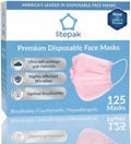 Litepak 125-Pack Disposable Face Mask Premium Comfort Earloops with Dispenser Box