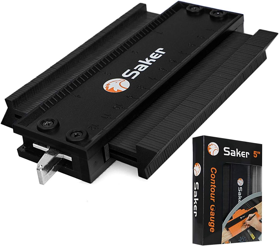 Saker Contour Gauge Profile Tool with Adjustable Lock 10 Inch Orange