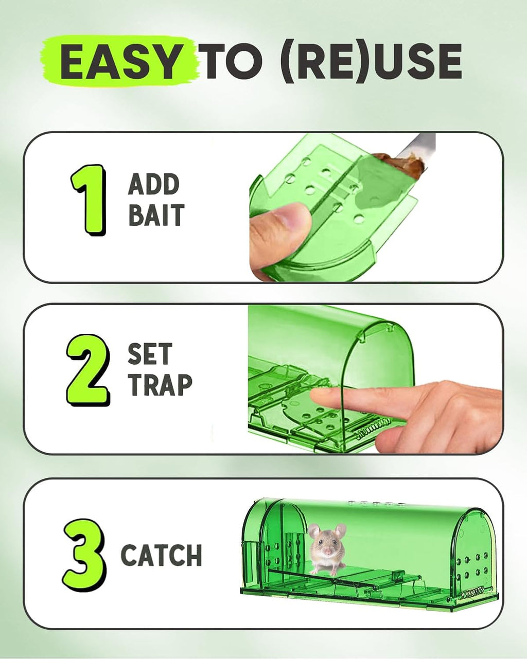 Motel Mouse Humane No Kill Mouse Traps Live Catch & Release - 2 Pack