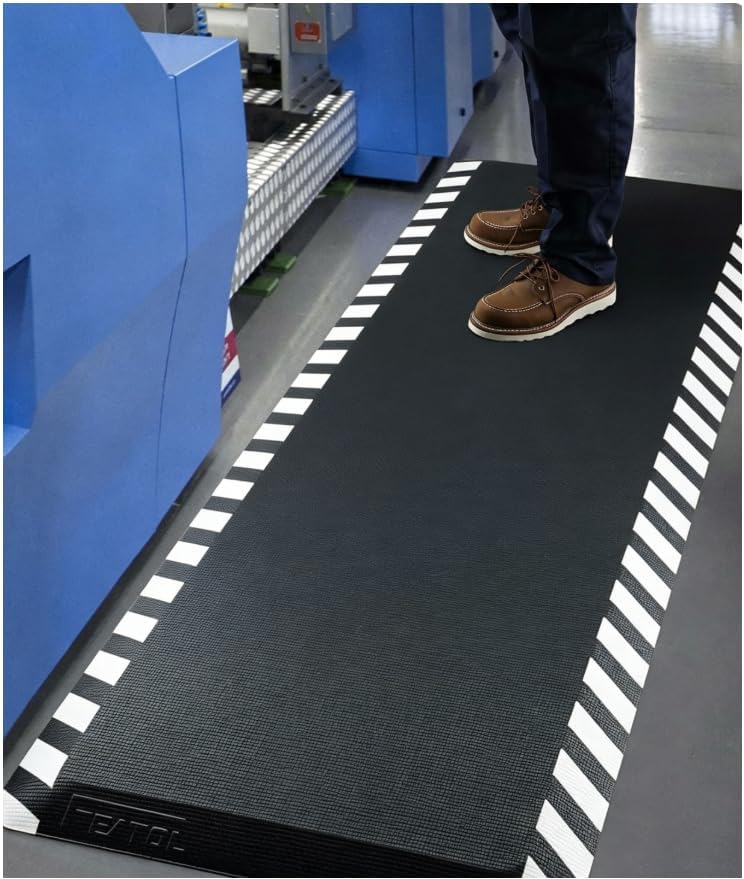 FEATOL Anti Fatigue Mat Industrial, Ergonomic Standing Floor Mat for Work for Stand -Safety Support for Leg & Back Pain(Yellow Border, 20" x 39", 1PC)
