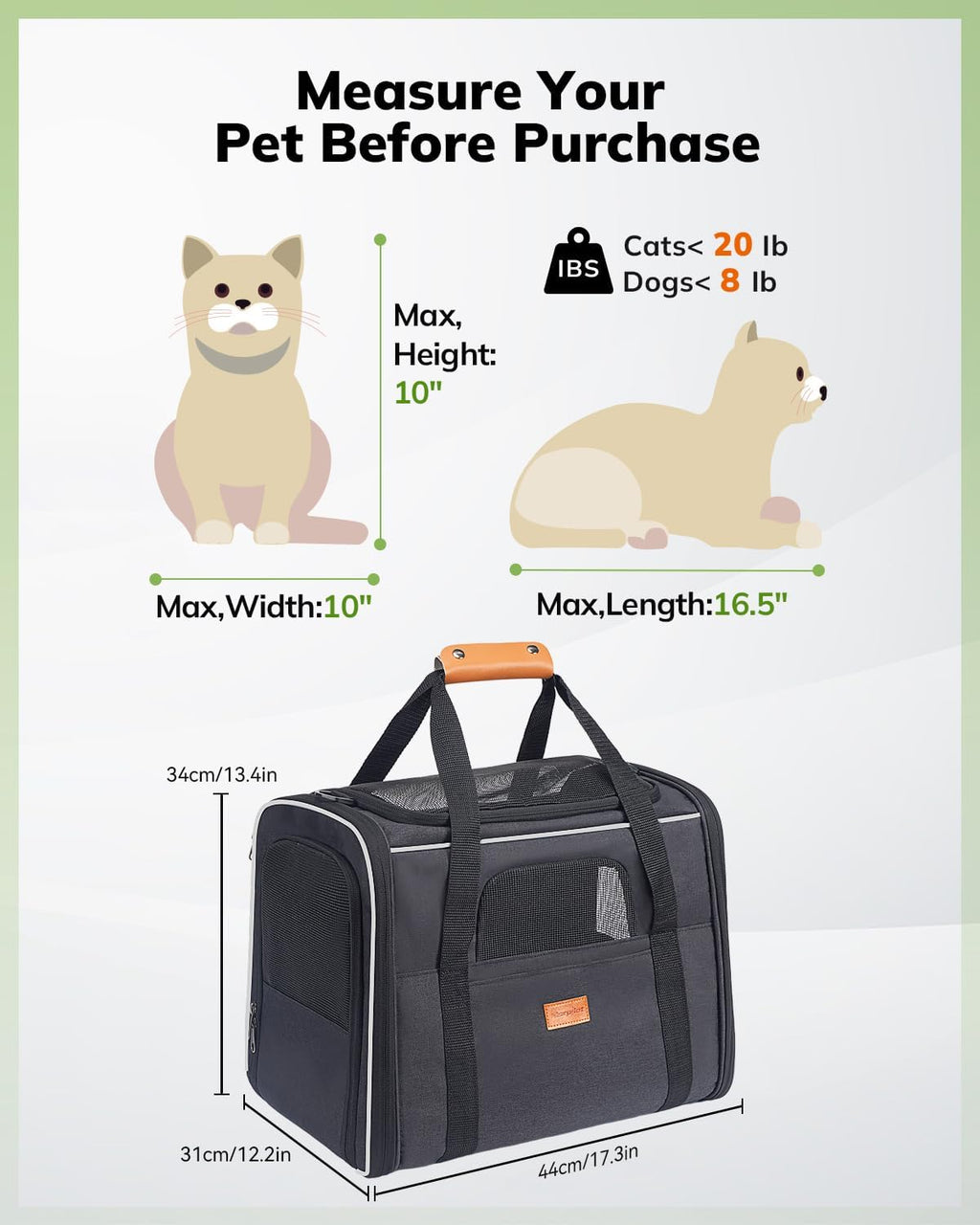 Morpilot Cat Carrier Soft for Large Medium Cats and Puppy up to 20lbs