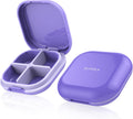 Daily Pill Organizer 4 Compartments, Small Pill Box Portable Travel Pill Case, Mini Pill Container Compact Travel Medicine Organizer for Vitamin, Cod Liver Oil, Supplement
