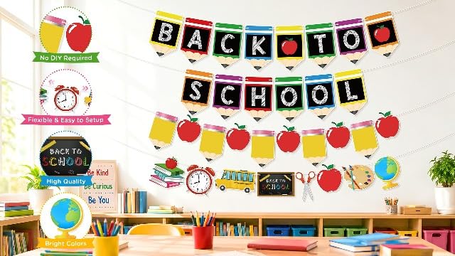 Back to School Decorations Reusable Pre-Assembled Back to School Banner