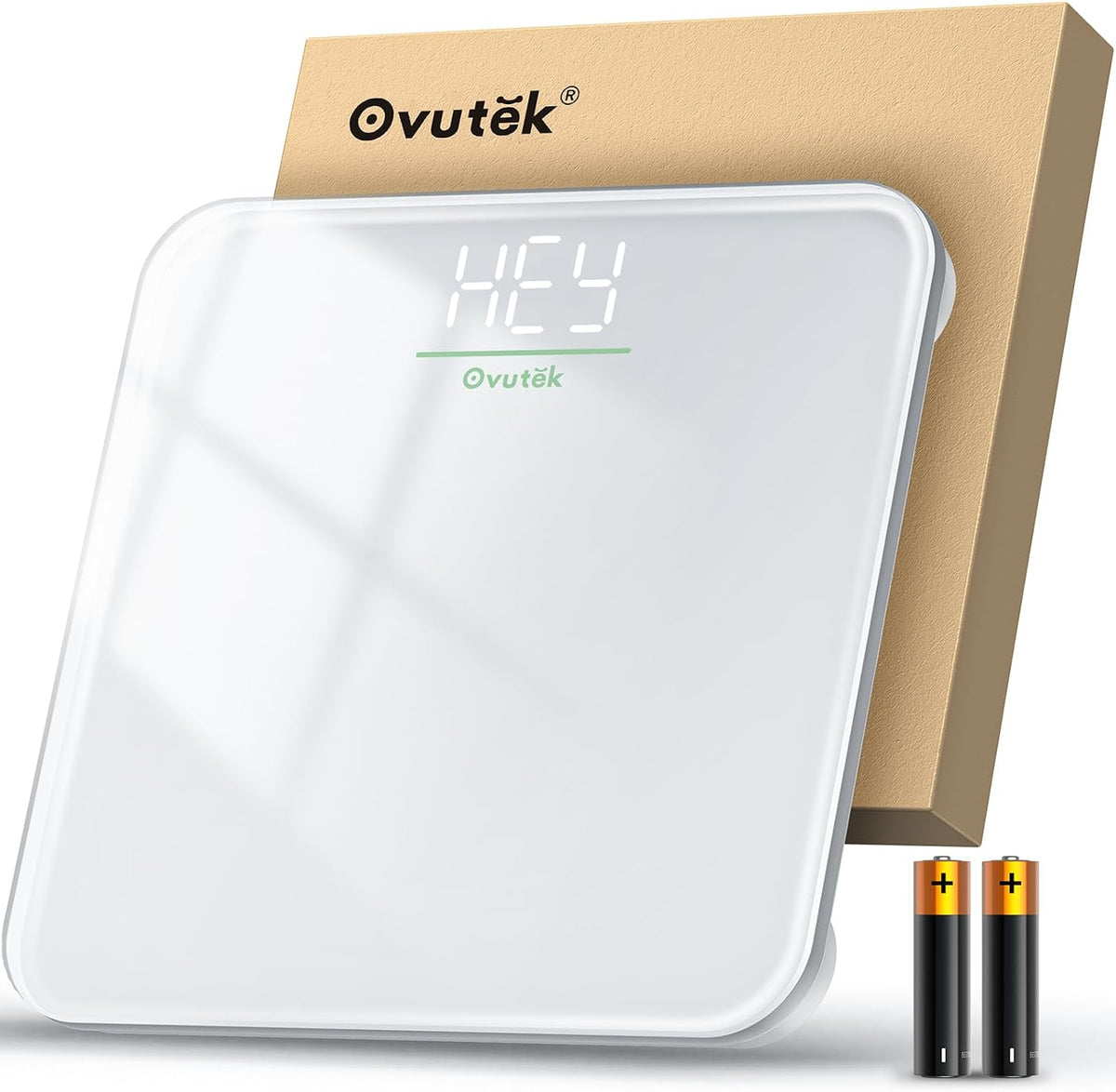 Ovutek Bathroom Scale for Body Weight, 5mm Tempered Glass, 400lb