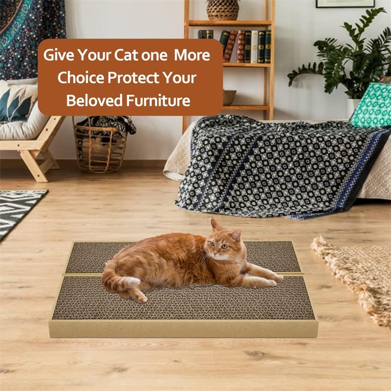 HappyFreeSX Splicing Cat Scratch Pad: Cat Scratchers for Indoor Cats and Kitten, 2 Pack Cat Scratching Pad, Cat Scratcher Cardboard, Scratching Pad, Premium Scratch from Cats, Double-Sided Design