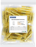Heat Shrink Butt Connectors, 16-14 AWG 100Pcs Blue Waterproof Electrical Crimp Wire Splice for Marine, Cable, Wiring