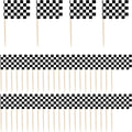 100 Pack Checkered Racing Flag Toothpicks - Checkered Flag Decorations for Cupcakes, Party Platters, Sports Themed Events