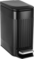 TrashAid Slim Bathroom Trash Can with Lid Soft Close & Pedal, 1.6Gal, White
