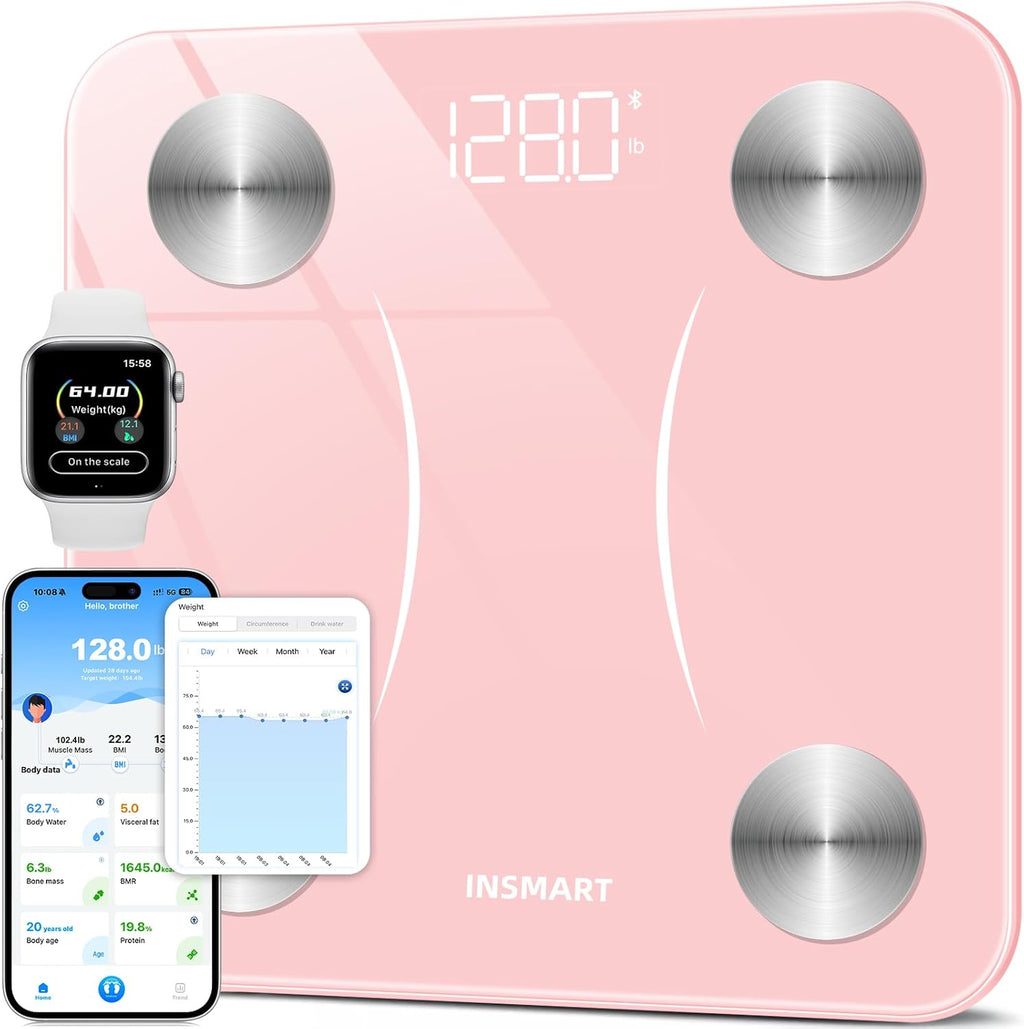 INSMART Smart Scale for Body Weight, 0.1lb High Accuracy,17 Metrics