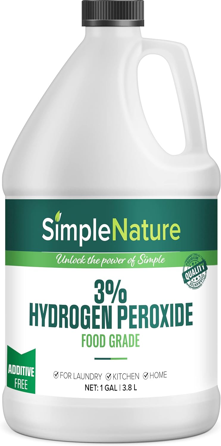 SimpleNature 12% Food Grade Hydrogen Peroxide Solution - 1 Gallon - Natural Multipurpose Cleaner - Made in USA - Ideal for Commercial, Residential, Kitchen, Bath, Laundry, and More