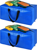 Heavy Duty Blue Moving Bags with Strong Zipper Handles Backpack Straps
