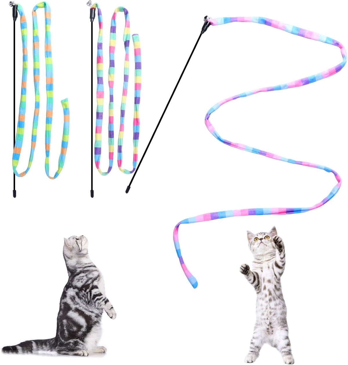 Cat Wand Toys Interactive Kitten Toys for Indoor Cats-2Pcs