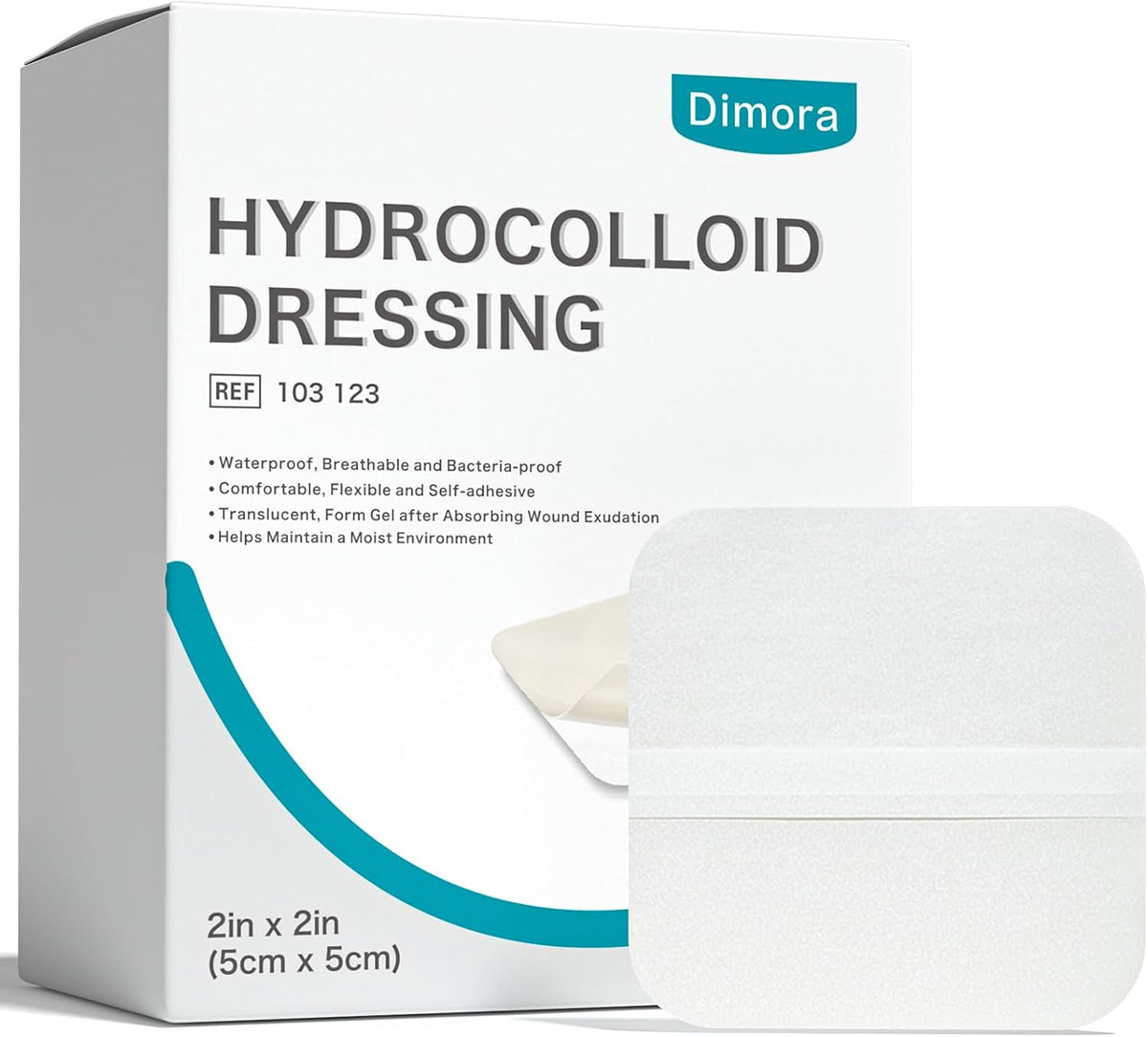Dimora 20 Pack Hydrocolloid Wound Dressing, Ultra Thin 4" x 4" Large Patch Bandages with Self-Adhesive