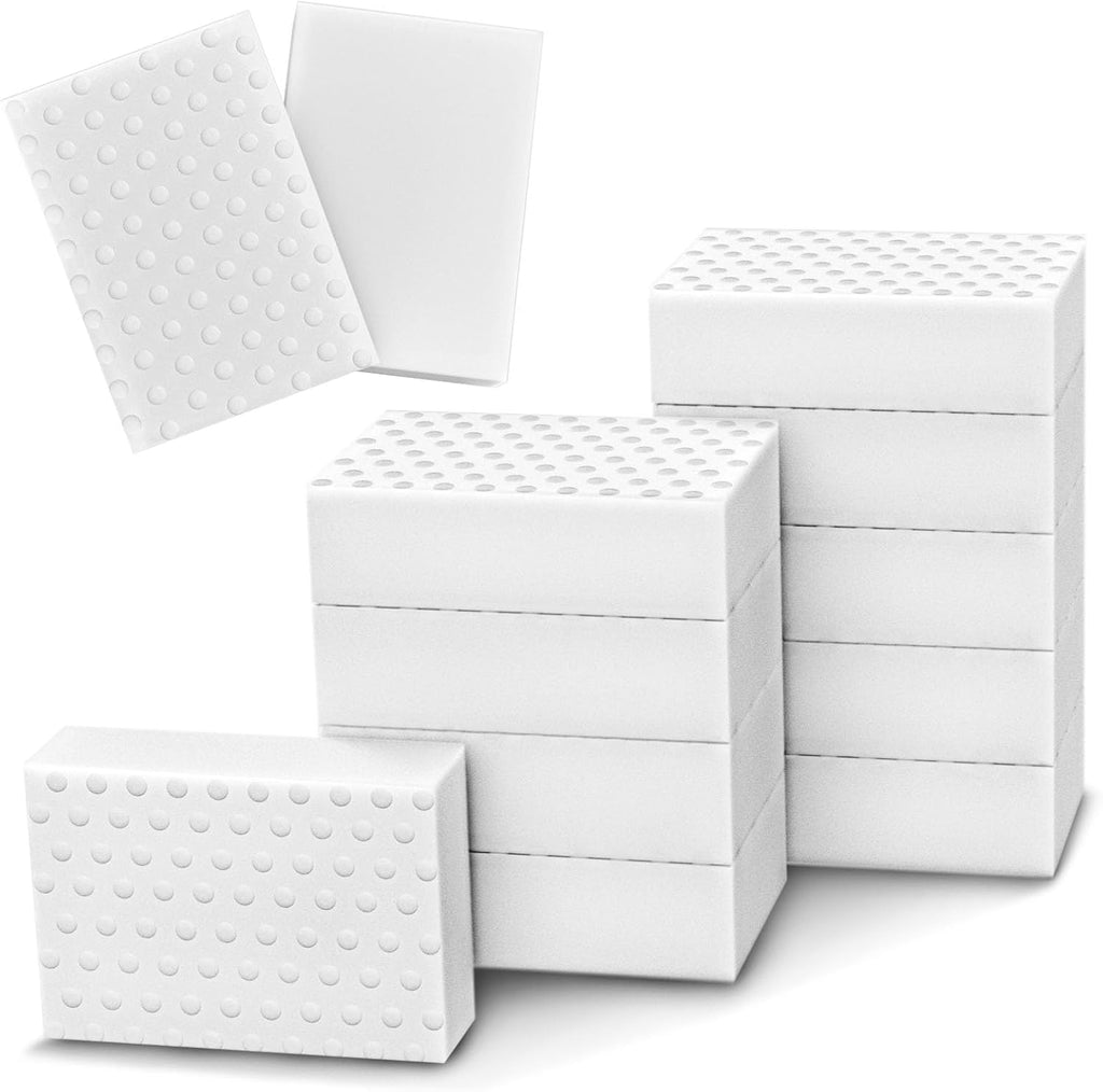 100 Pack Magic Sponge Eraser Extra Thick and Long Lasting Melamine Cleaning Sponges in Bulk - Multi Surface Power Scrubber Foam Cleaning Pads - Bathtub, Floor, Baseboard, Bathroom, Wall Cleaner