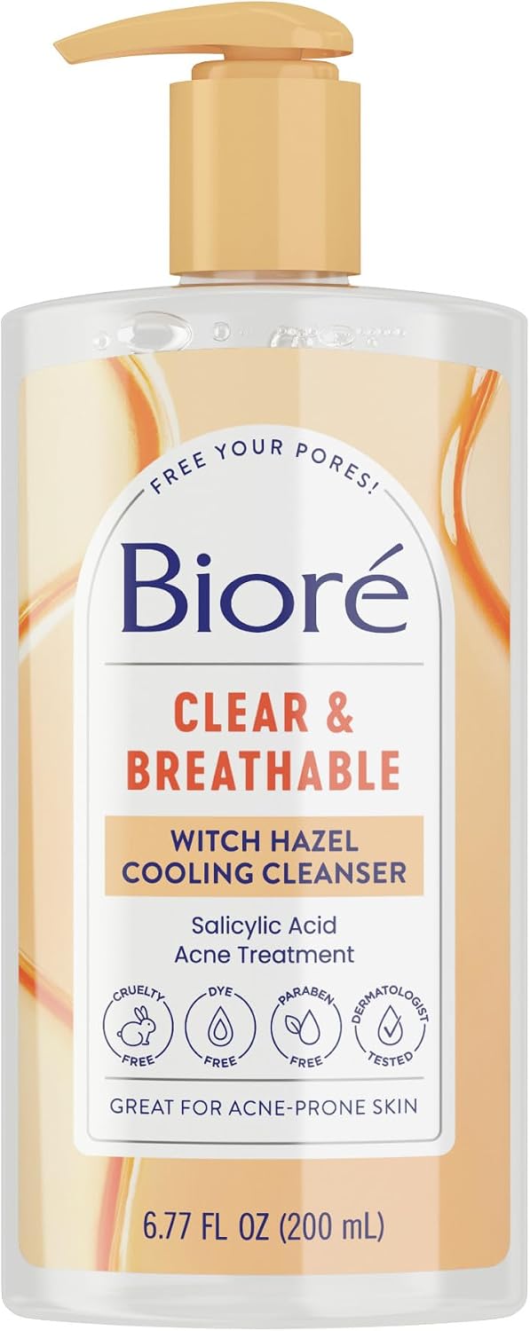 Biore Clear & Breathable Cooling Cleanser with Witch Hazel, 6.77 Oz