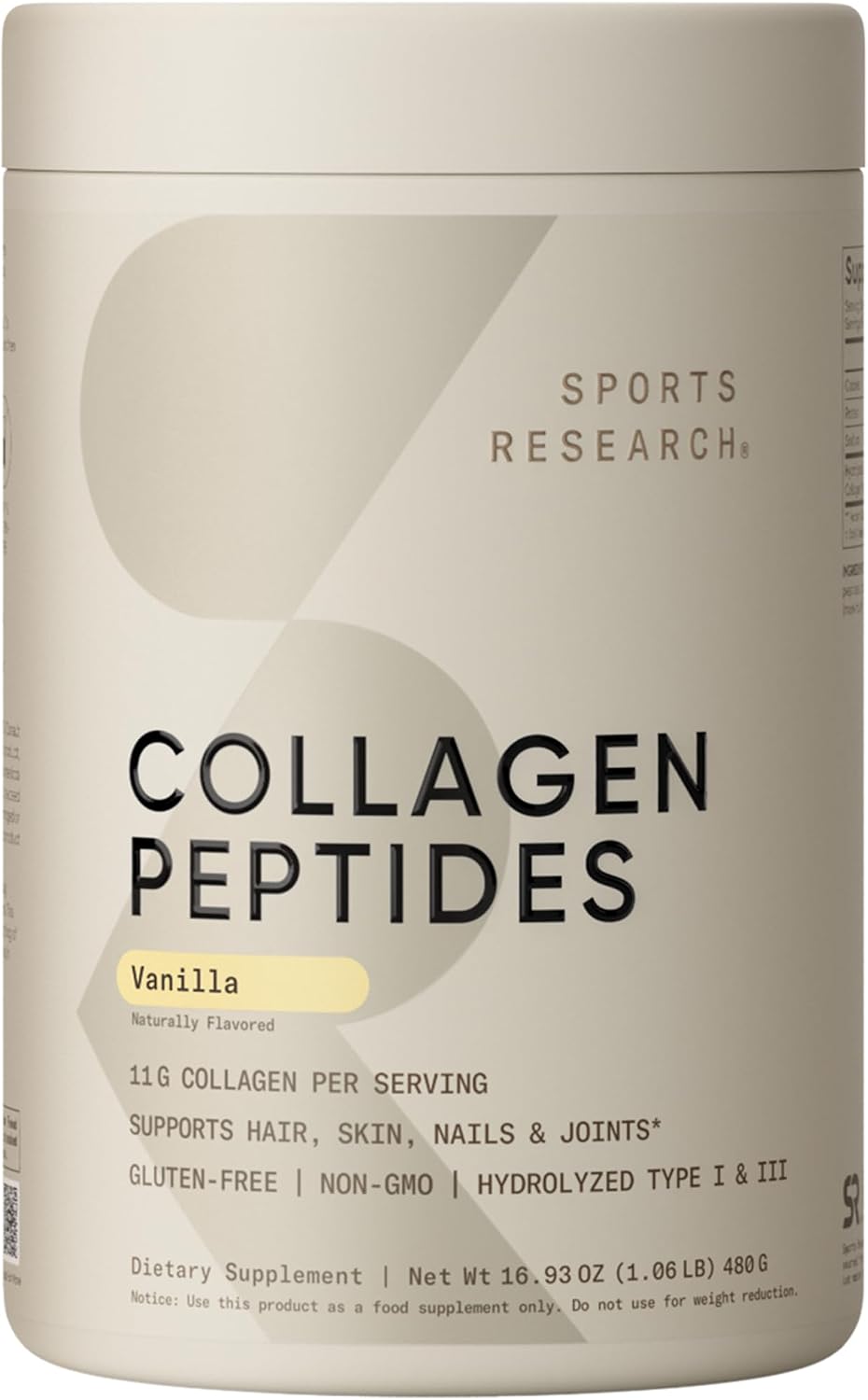 Sports Research® Collagen Peptides Protein Powder 16oz (Unflavored)