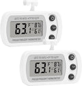 Lasubst Digital Refrigerator Thermometer 2 Pack for Fridge Freezer Cooler Waterproof, White