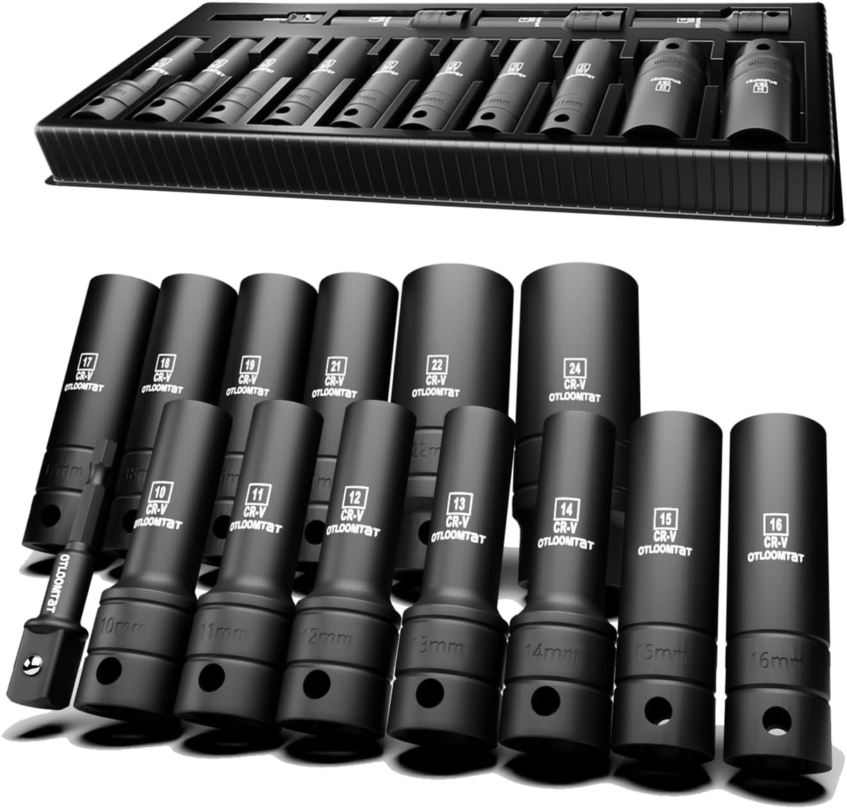 OTLOOMTBT 32PCS Impact Socket Set 1/2" Drive Metric & SAE Deep Sockets