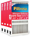 Filtrete 20x25x4 Air Filter MERV 11, MPR 1000 Micro Allergen Defense, 4-Pack