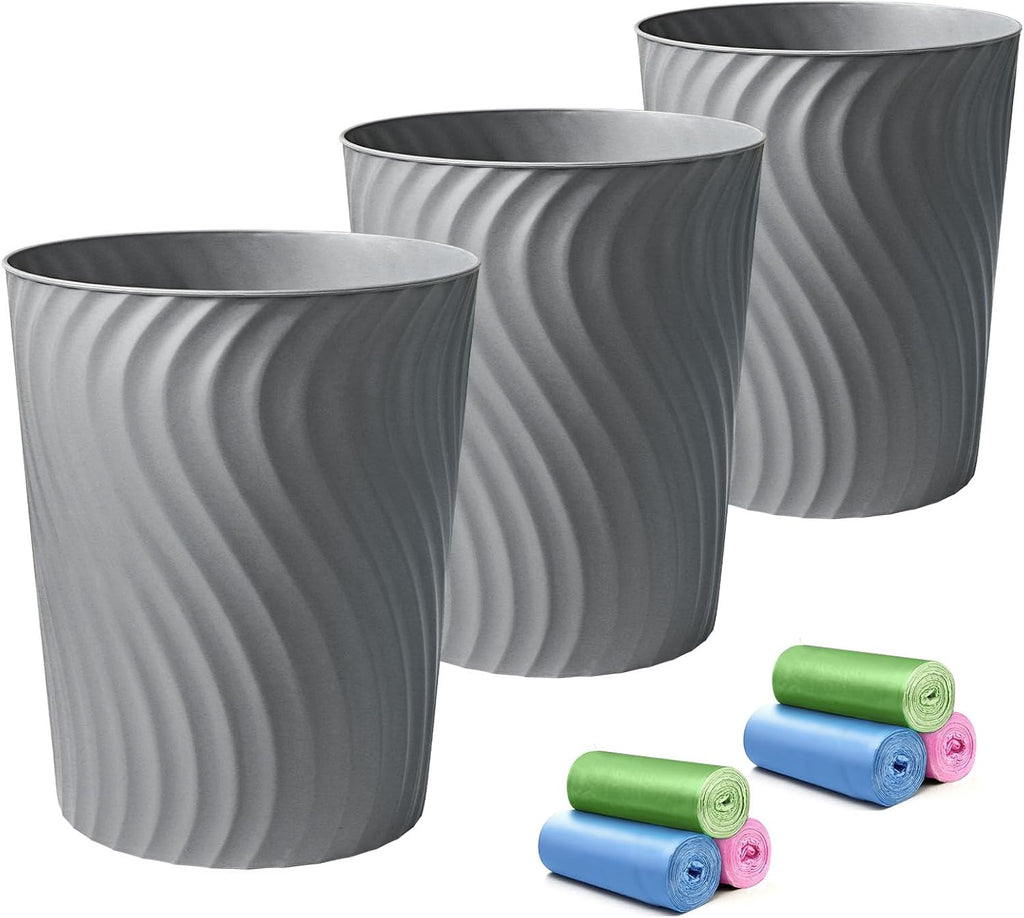 YGJT Small Trash Can, 3 Pack 1.8 Gallons Bathroom Trash Can with Trash Bags