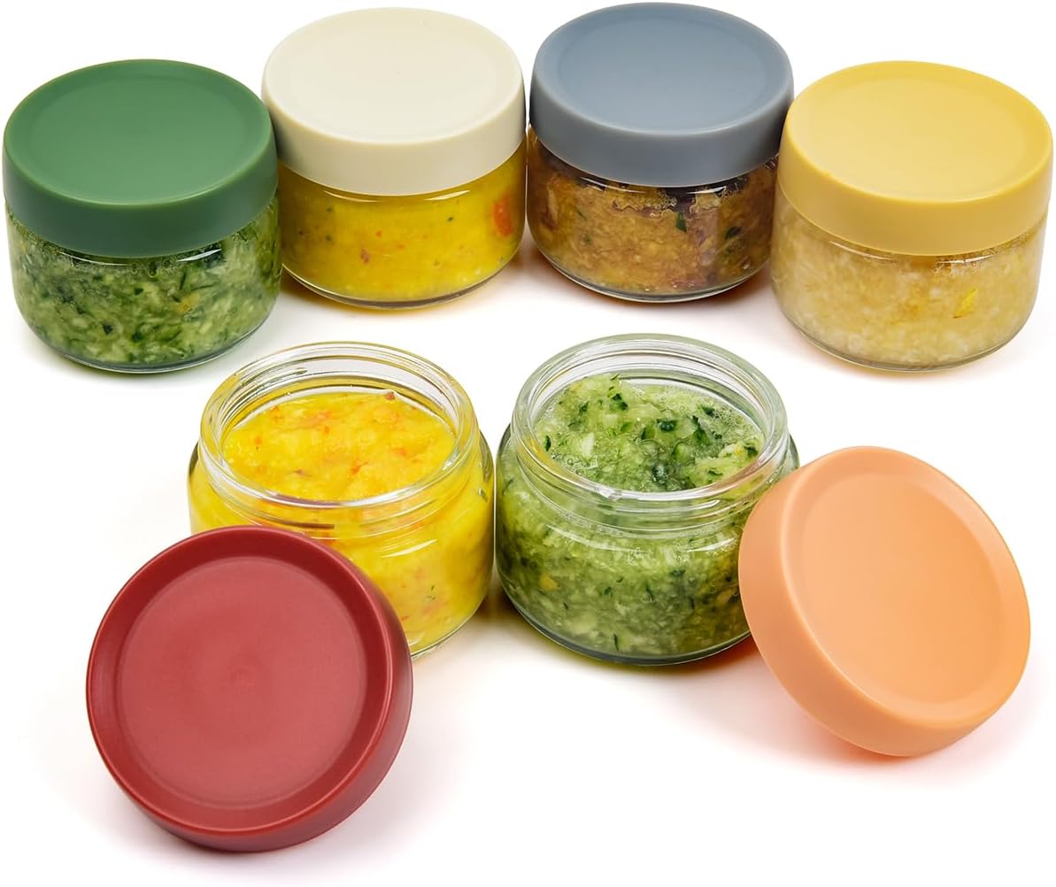 EONJOE 2 oz Glass Dressing Containers With Lids, Sauce Jars for Lunch, 6pk