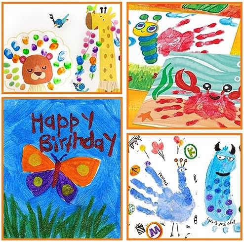 ABEIER Washable Finger Paint for Toddlers 1-3, 12 Non-Toxic Colors