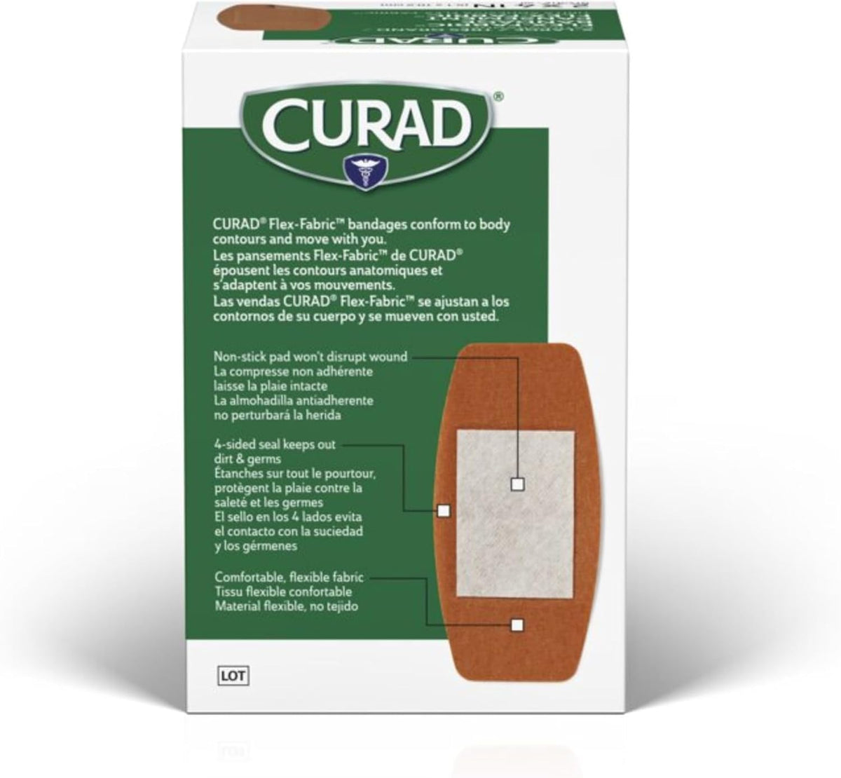 CURAD Flex-Fabric Adhesive Bandages, X‑Large 2 x 4 Inch, 50 Count,
