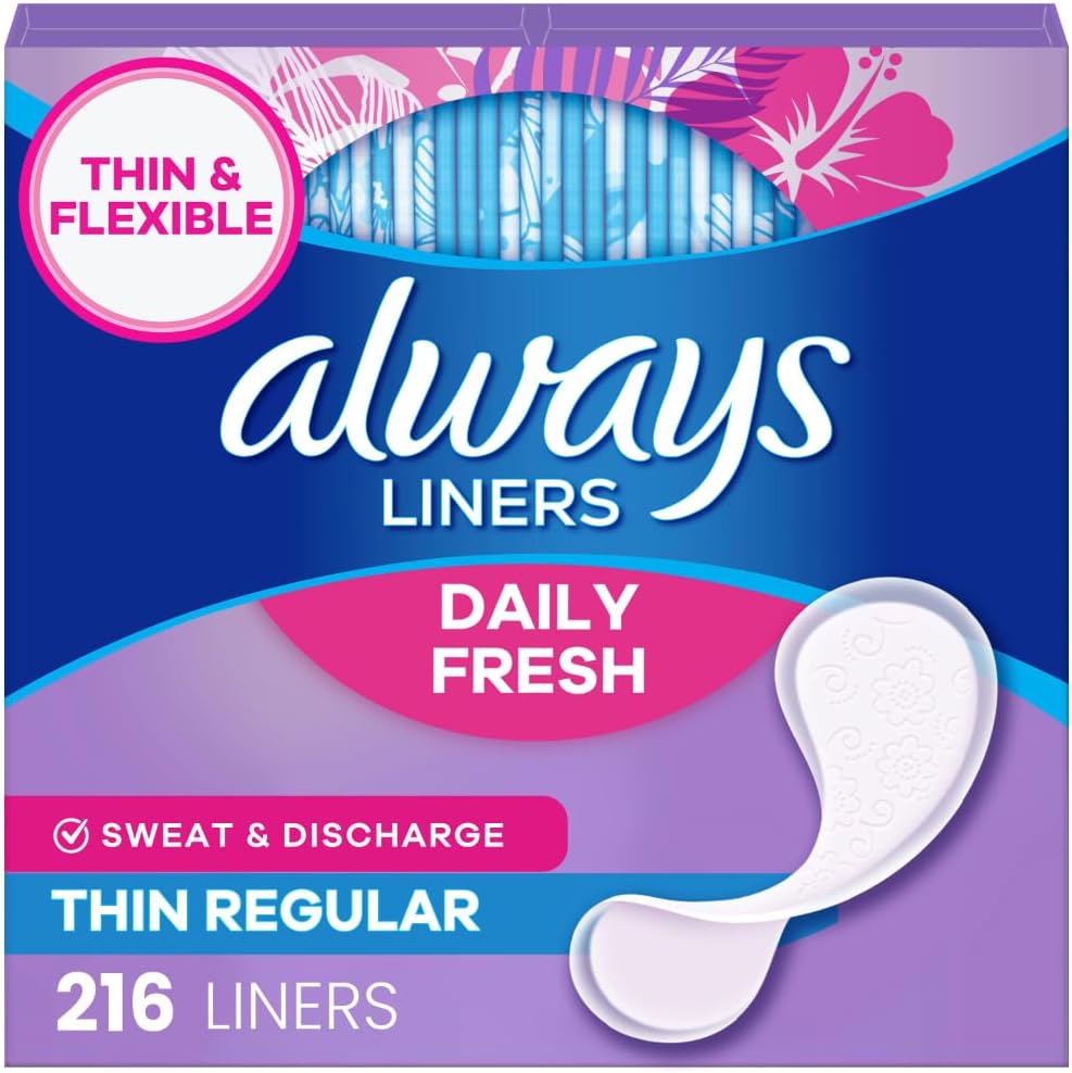 Always Panty Liners for Women Thin No Feel Protection Daily Liners, Regular, Unscented, 162 Count