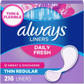 Always Panty Liners for Women Thin No Feel Protection Daily Liners, Regular, Unscented, 162 Count