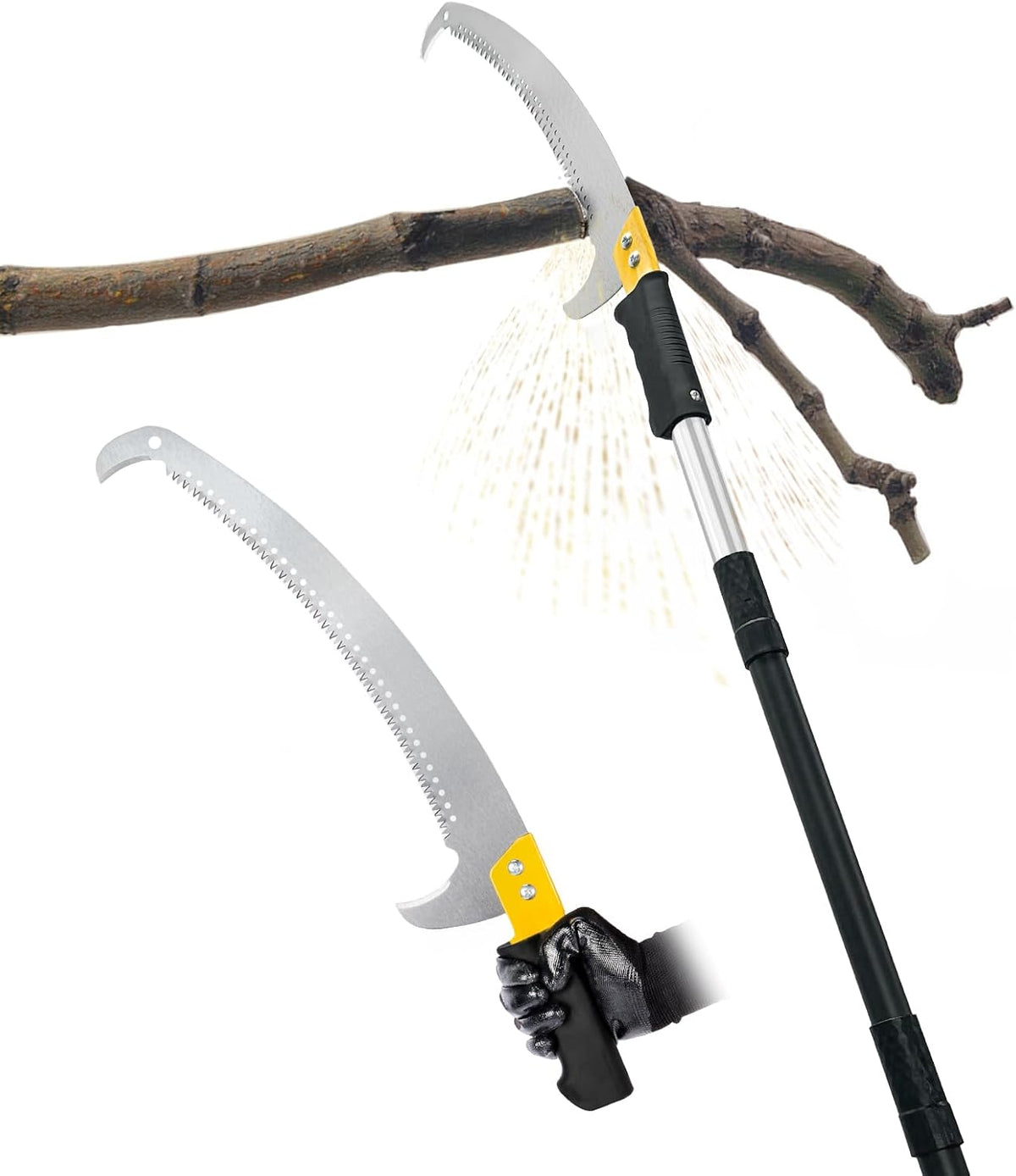 14.5FT Pole Saw with Adjustable Length for Tree Trimming, Lightweight Manual Pruning Saw with Mn Steel Blade, Long Extension Branch Cutter Pole Pruner for Yard, Garden, Patio & Forestry Use