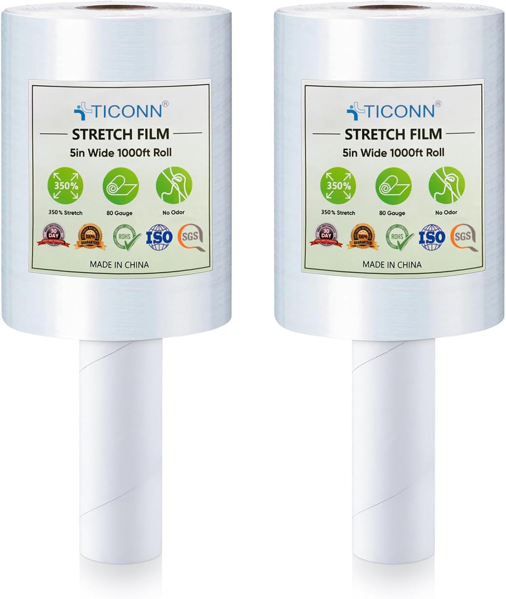 TICONN Stretch Wrap Roll, 15 in x 1000 ft Plastic Wrap for Moving Furniture