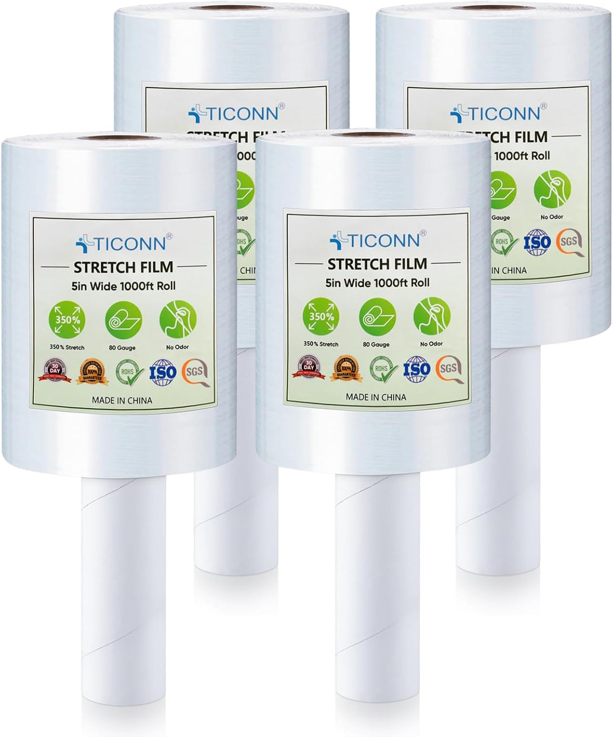 TICONN Stretch Wrap Roll, 15 in x 1000 ft Plastic Wrap for Moving Furniture