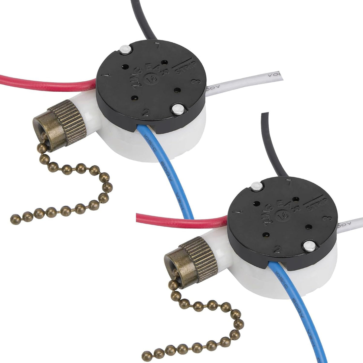 Ceiling Fan Switch Zing Ear ZE-208s E89885 3 Speed 4 Wire Pull Chain Switch Fan Light Switch Replacement Part with 4 Pre-Installed Wires(Bronze Chain)