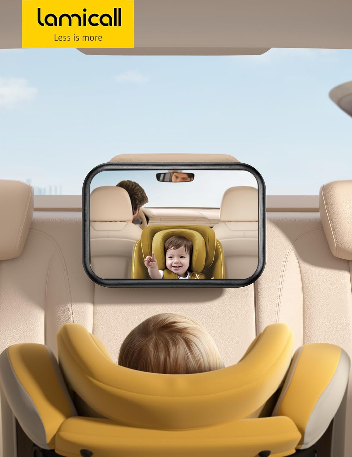 Lamicall Backseat Baby Car Mirror, Safe Never Shake & Fall, Wide Clear View