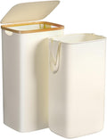 Foluck 100L Laundry Hamper with Lid Removable Bag and Bamboo Handles