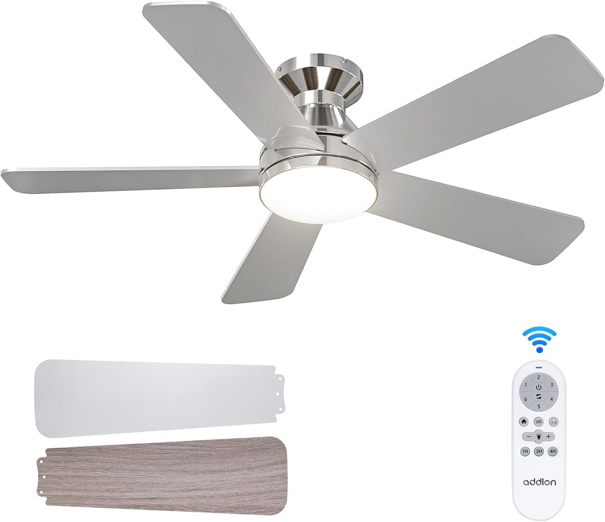 addlon 42 Inch Black Low Profile Ceiling Fans with Lights and Remote