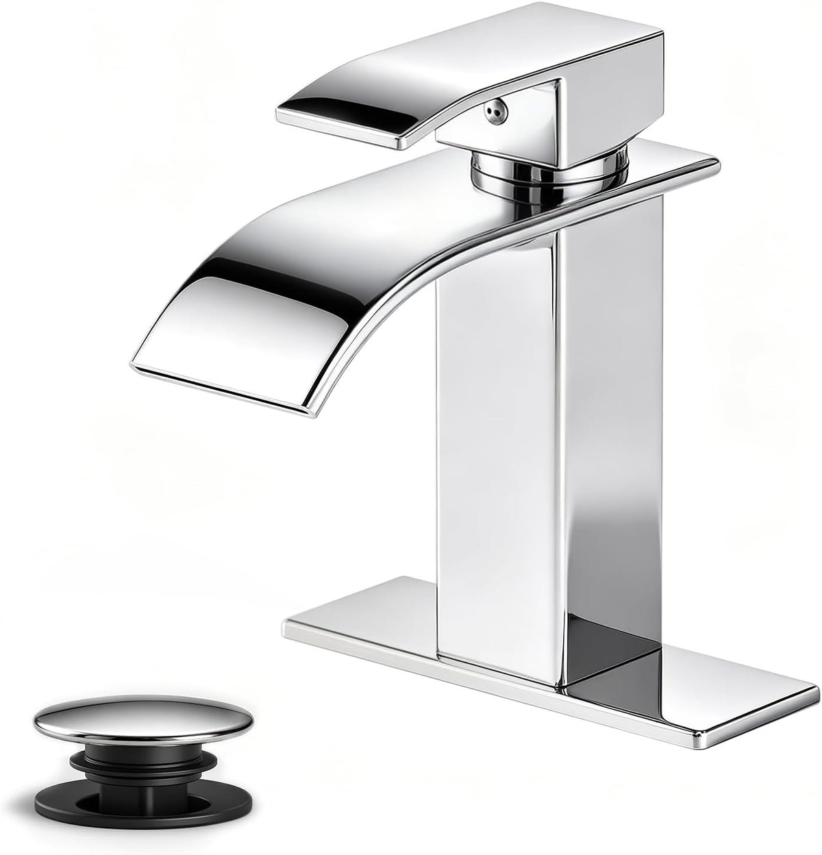 Ryuwanku Waterfall Bathroom Faucet, Matte Black Stainless Steel, 1-Handle