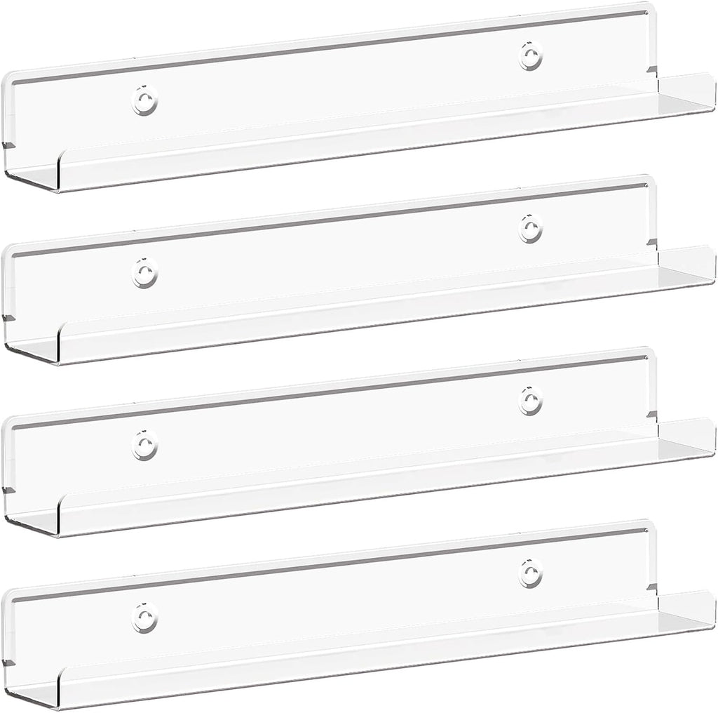 Lifewit Narrow Acrylic Floating Shelves for Vinyl Record 12", Clear 6 Pack