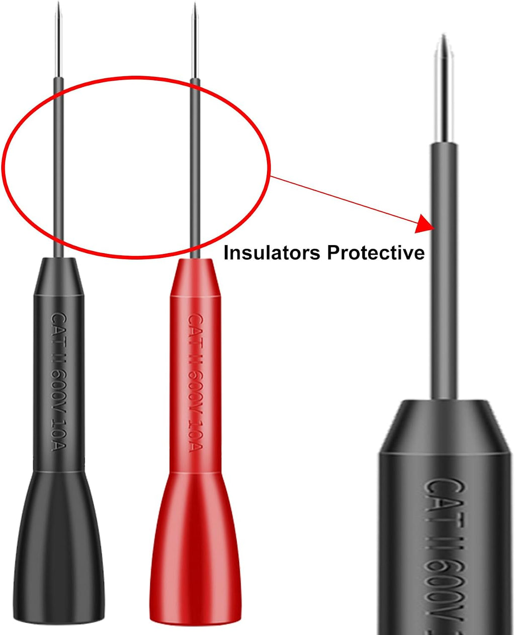 4 Pack 2mm Extended multimeter Needle Test Probes, 600V/10A Non-Destructive