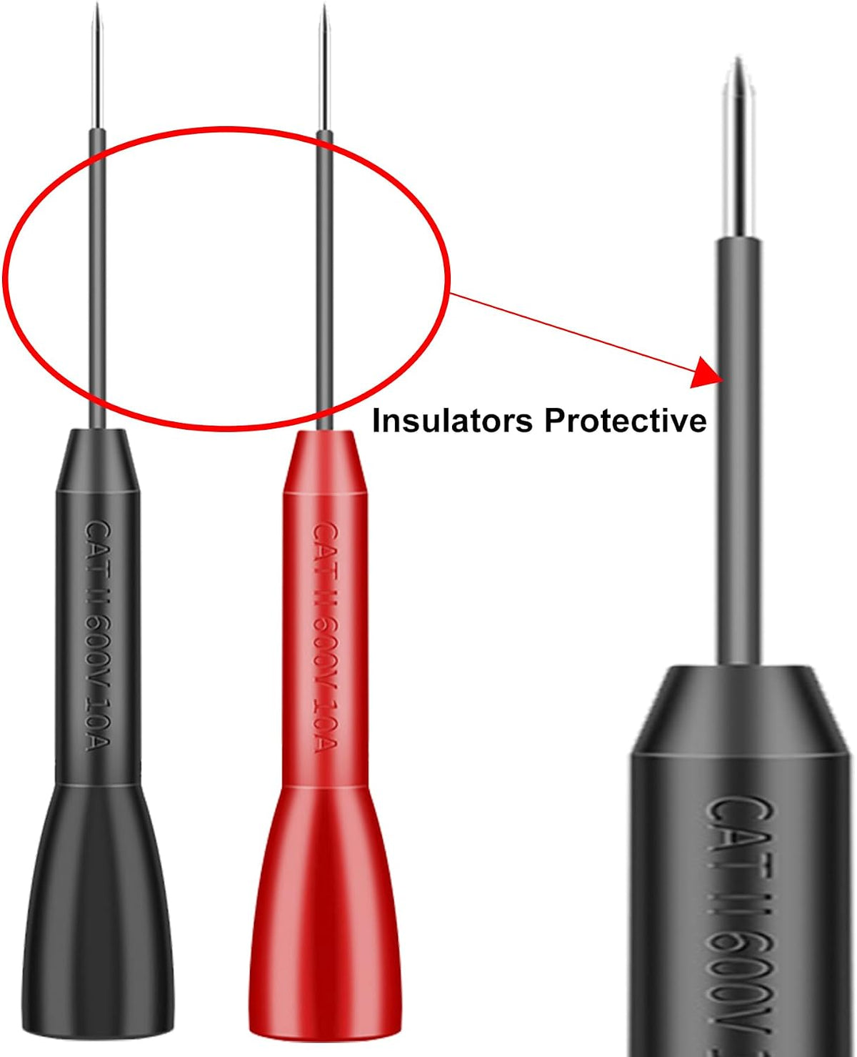 4 Pack 2mm Extended multimeter Needle Test Probes, 600V/10A Non-Destructive