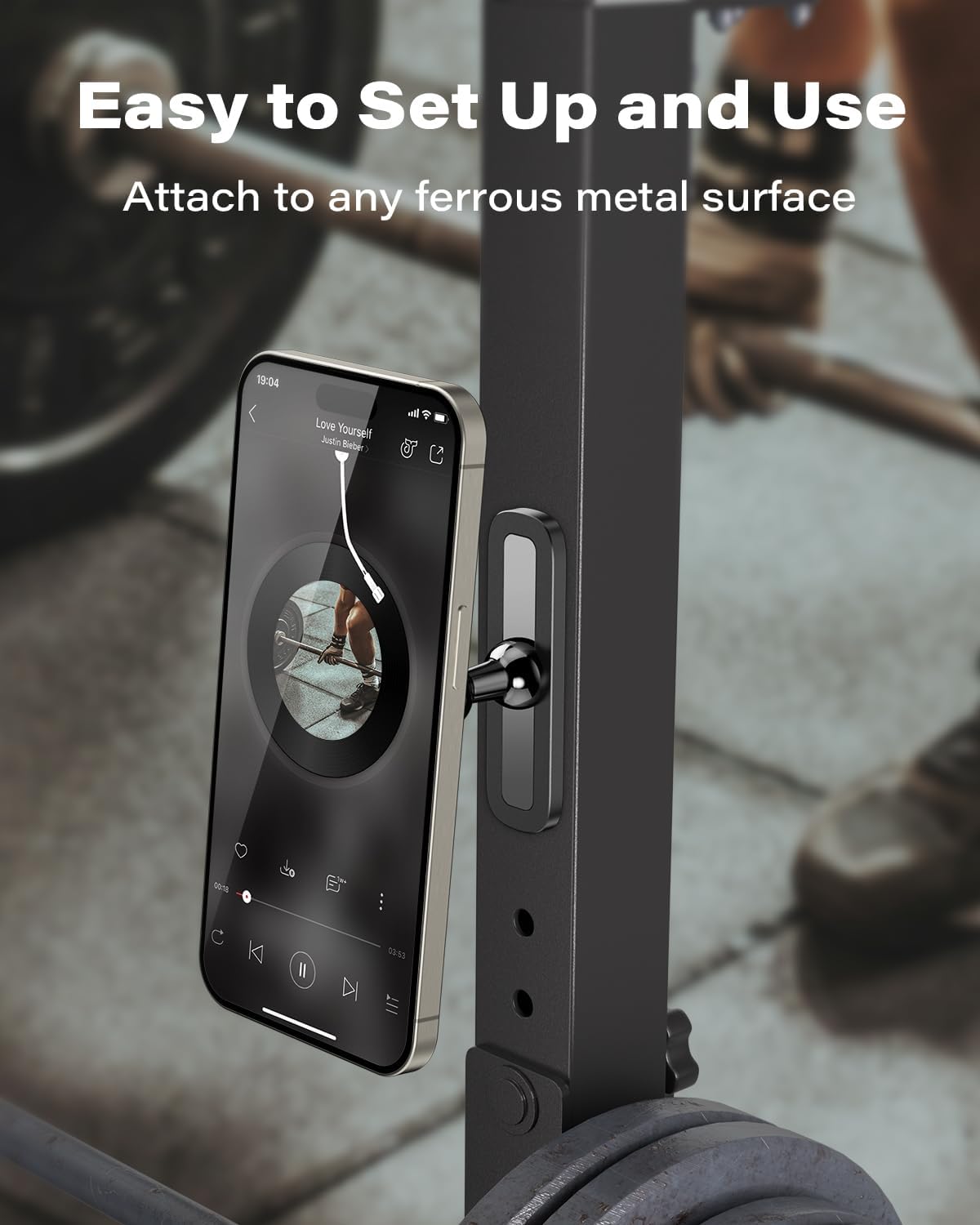APPS2Car Gym Magnetic Phone Holder, Aluminum Alloy Base & Ball Joint, Black