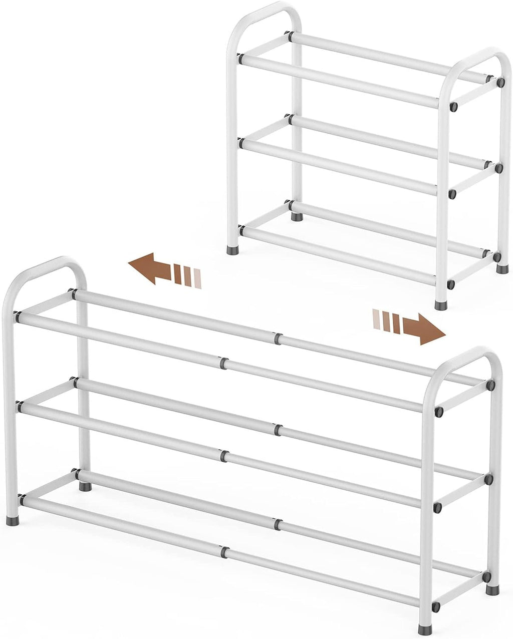 Gonfoam Expandable 3-Tier Shoe Rack for Closet and Entryway, Black
