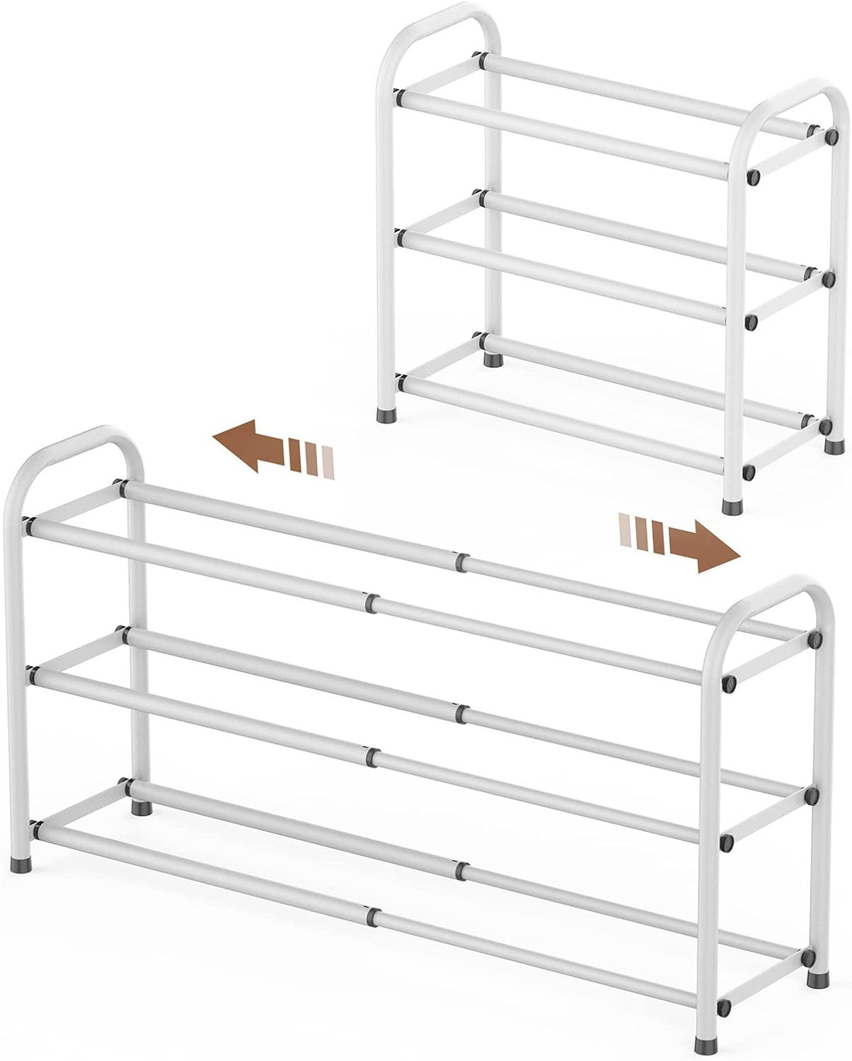 Gonfoam Expandable 3-Tier Shoe Rack for Closet and Entryway, Black